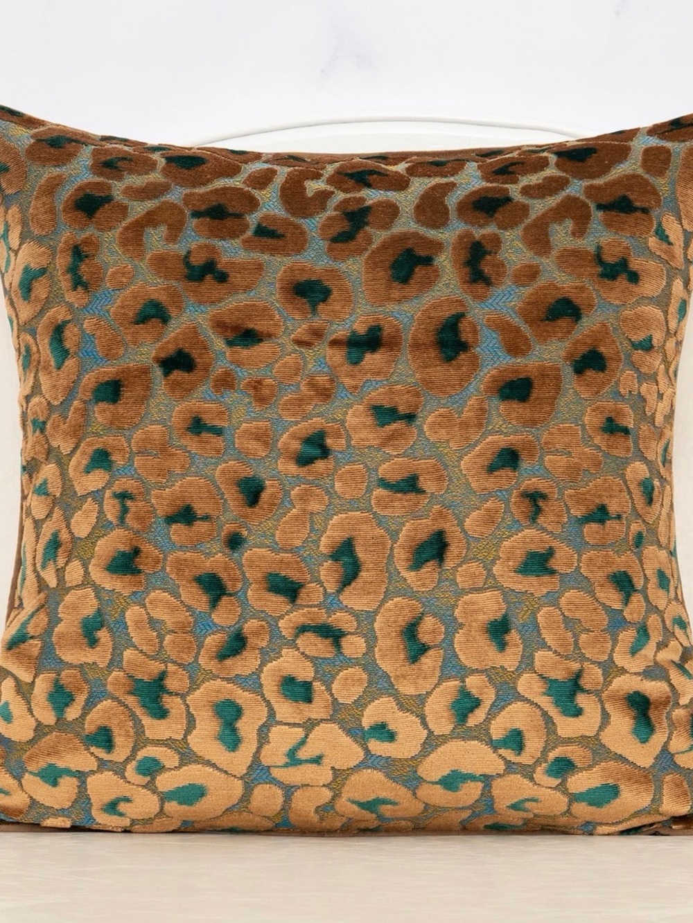 Luxury Animal-Print Decorative Pillow covers (set of 2) - Dark Teal & Camel